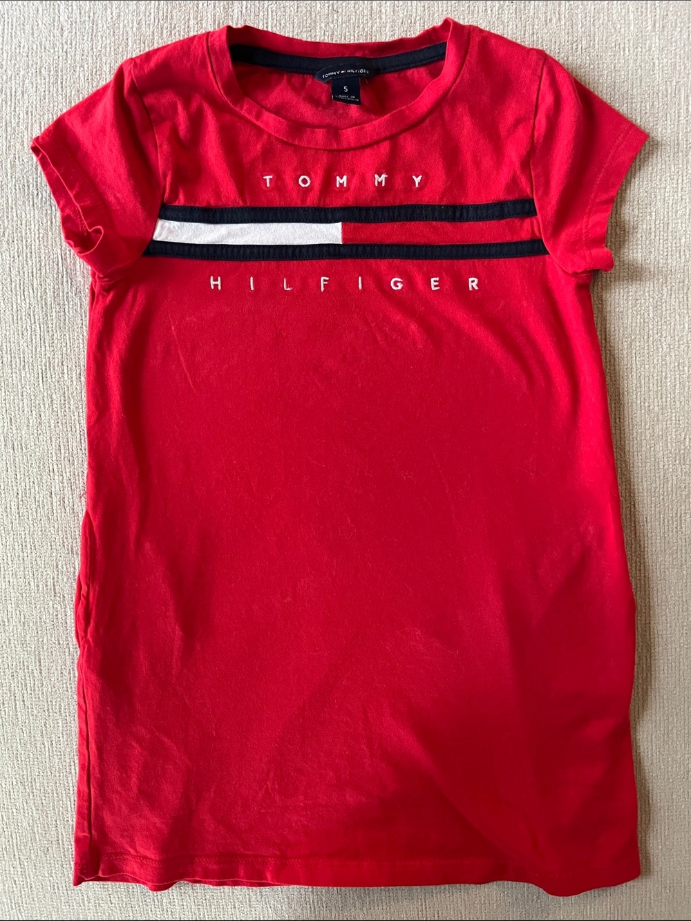 Tommy Hilfiger Kid’s Size 5 Red Tee Dress With Pockets
